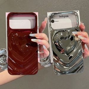 Luxury Smooth 3D Electroplating Case For iPhone 17 Air 16 15 14 13 12 11 Pro Max Plus Soft TPU Love Wrinkles Pattern Phone Coque
