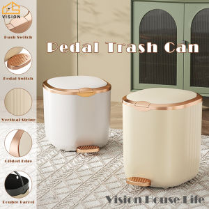 Vision 10L/15L Nordic Foot-on Trash Can with Lid Household Foot Pedal Garbage Can with Inner Bin Household Sorting Bin Office Waste Paper Bin Kitchen Waste Bin