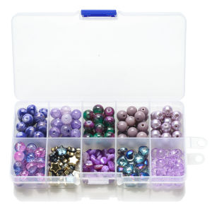 200Pcs/Box 8MM Colorful Crack Stone Assorted Round Glass Beads Gravel for DIY Making Charms Bracelet Necklace Earings Jewelry