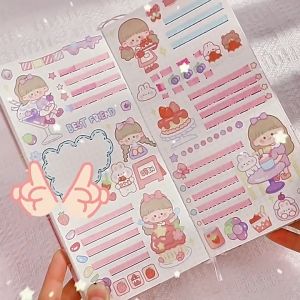 88 Sheets 176 Page Kid Cartoon Notebook Free stickers set soft paper material collage gift cute girl decorative childrens