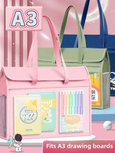 Large Capacity Handheld Zipper Art Bag A3 Size Multi-layer Document Bag for Elementary And Middle School Students Drawing And Sketch Storage Bag