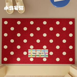 Retro Polka Dot Silk Circle Door Mat Customizable PVC Anti Slip Dirt Resistant Entrance Mat Home Use Floor Rug