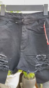 quần đùi jean kaki túi lòi phối rách viền dành cho nữ có big size