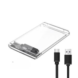 2.5 External Hard Drive Enclosure 6Gbps USB C 3.1 Gen 2 to SATA 3 Tool-Free Clear External Hard Drive Case For 9.5mm SSD HDD