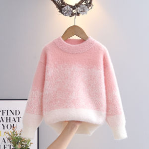 JIFANPAUL | Thickened Mink Velvet Gradient Sweater for Little Girls