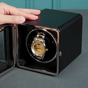 Single Watch Winder for Automatic Watches Automatic Watch Winder with Super Quiet MotorLED Light4 Rotation Mode SettingsUSB-C Powered