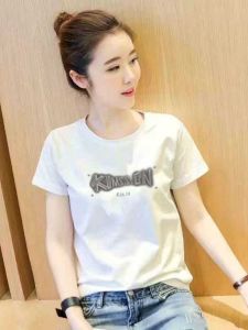 เสื้อยืดแขนสั้นผ้าฝ้ายบริสุทธิ์สําหรับผู้หญิงขนาดกฎหมายส่วนลดร้านค้าแบรนด์แท้เสื้อผ้าทํางานลําลองฤดูร้อนบางส่วน