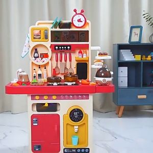 Bộ Đồ Chơi Nấu Ăn Nicetoys Cỡ Lớn Dành Cho Bé Gái Mô Phỏng Đồ Dùng Nhà Bếp Nấu Ăn Có Đèn Khói Nước Phát Triển Trí Tuệ Cao 96cm