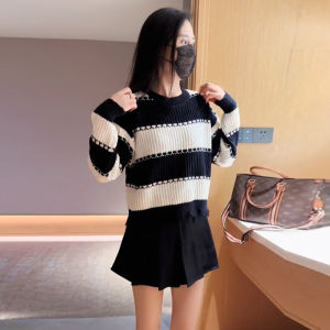 Striped Knit Pullover Sweater Women