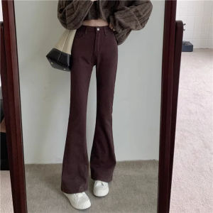 Black High-Waist Bell Bottom Pants Womens Spring New plus Size Pear Shape Body Slimming Elastic Fitting Horse Hoof Pants