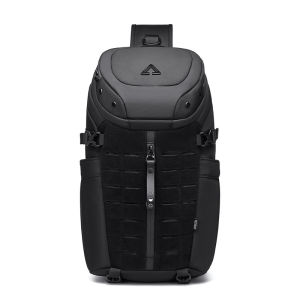 Ozuko Mens Tactical Crossbody Bag Outdoor Leisure Work Travel Student Street Style Trendy Chest Pack Zipper Closure Solid Color