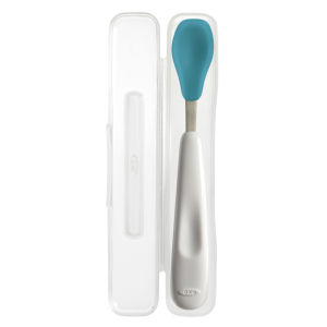 OXO Tot On-The-Go Feeding Spoon with Travel Case - Stainless Silicone - Mess-Free Feeding for Babies and Toddlers