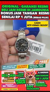CASIO ORIGINAL - CASIO MTP-V006D-1B2UDF - Men - Silver Hitam - Stainless Steel Jam dunia JD19ST
