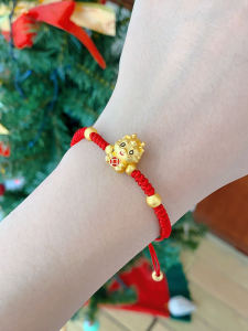 Dragon Year Lucky Coin Beaded Bracelet Elegant Versatile Red Rope Design Fashionable Jewelry Accessory for Women