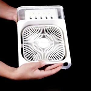 【TOYO OS】Portable Fan Air Conditioner Cooling Fan With 5 Sprays 7 Color Light HA1002