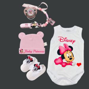 Disney | Baby soothing pacifier Minnie Mouse pacifier holder BPA-free Baby crawling suit Newborn shoes Cutesy hat Newborn nipple set