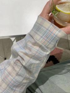 Áo Sơ Mi Kẻ Caro Cotton Nguyên Chất Cỡ Lớn Thường Ngày Dài Tay Áo Sơ Mi Nữ Áo Chui Đầu Cổ Polo Tay Dài Mùa Thu