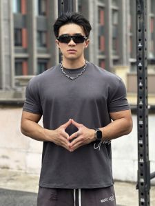 YOUNGLA Cotton Running Sport T-shirt Men Short Sleeve Shirt Male Gym Fitness Training Bodybuilding Tees Tops Summer Crossfit Clothing