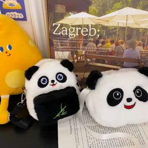 MISAP Vải nhung lông Túi đeo chéo Quà Tặng trẻ em Ví du lịch Túi đưa thư Mới Gấu trúc hoạt hình Túi đeo vai Phụ nữ