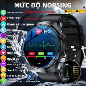 Đồng Hồ Thông Minh Mới 2025 Theo Dõi Sức Khỏe Màn Hình HD Gọi Bluetooth ECG+PPG Theo Dõi Axit Uric Mỡ Máu Oxy Cho Nam Giới - Màn Hình AMOLED 1.43 Inch