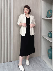 Summer Thin Section Seven-Point Sleeve New Style Womens Suit Coat Plus Size Casual V-Neck Sweater with Pockets