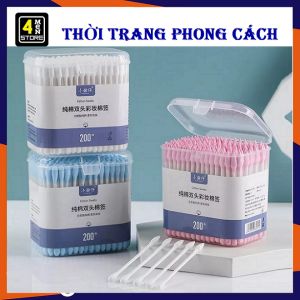 Hộp 200 Tăm Bông 2 Đầu Cao Cấp Kháng Khuẩn Mềm Mịn An Toàn Khả Năng Thấm Nước Cao / Tăm bông cho bé sơ sinh bông tự nhiên