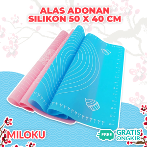 Miloku Alas Adonan Kue 50 x 40 CM Silikon Tatakan Mat Talenan Giling Gilas Rolling Roti Pizza Fondant Silmat Silicone Kneading Pad Anti Lengket Food Grade