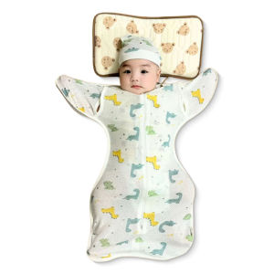 1pc Surrender-Style Baby Sleeping Bag- Dual Zipper Design Soft and Breathable Newborn Wearable Blanket with Bonus Hat