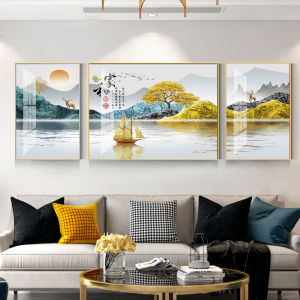Living Room Decorative Painting Sofa Background Wall Mural Modern Minimalistic Abstraction Crystal Porcelain Diamond Painting Elegant Triptych Hanging Picture