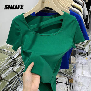 SHLIFE Irregular T-shirt Plus Size Hollow Out Womens Short Sleeved Design Sense Niche Short Style