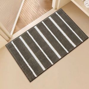 VIKAMA Minimalist Striped Bathroom Floor Mat Anti Slip Absorbent Washable Soft Foot Mat Shower Room Bedroom Home Decor