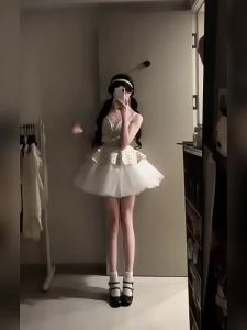 CHANGTONG | Unique and Pretty Waist-Cinching Short Pettiskirt Dress Small Size Tulle