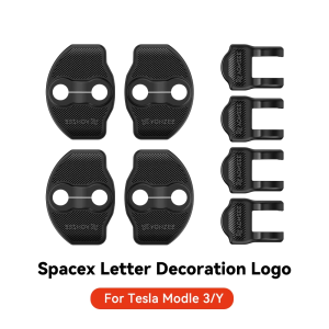 YZ | YZ For Tesla Model 3 Y Juniper Highland 4pcs Car Door Lock Protector Auto Door Shock Absorber 3D Carbon fiber Cover Accessries