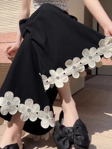 High Waist Ice Silk Wide Leg Pants Women Summer Casual Loose Bf Lazy Style Straight Cut Casual Nine Points Pants Floral Splicing