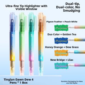 MPRINCE | Student Grade Dual-Headed Fluorescent Marker Visible Window Extra Fine Color Marking Pen