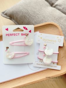 Korean Style Childrens Hair Clips Baby Girl Swan Hair Accessories Sparkling Powder Cute BB Clip Cartoon Hair Ties