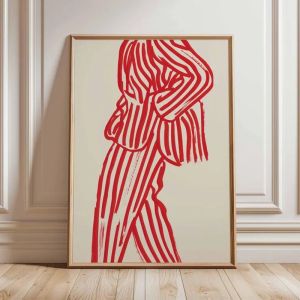 Abstract Figure Lines Stripe Girl Colorful Wall Art Canvas Painting Posters and Prints Bar Hotel Pictures for Living Room Decor