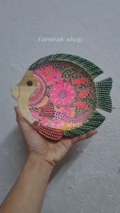 ถาดงานไม้ เพ้นท์ลาย แต่ละรอบลายจะไม่เหมือนกันนะ