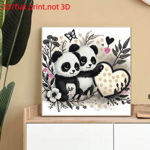 2d/flat 1 Piece Diamond Painting Frameless Painting panda pattern canvas Material daily use or home Decoration wall