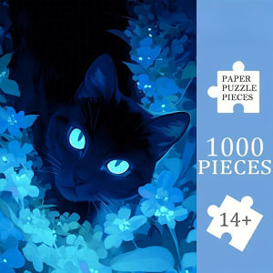 500/1000/1200/2000PCS Jigsaw Puzzle Peaceful Glow Cat Night Scene For Adults Ideal For Stress Relief And Relaxation