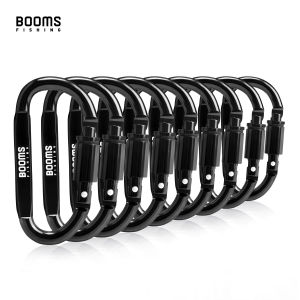 Booms Fishing 8CM 5PCS 9PCS D-Ring Carabiner Clip Screw Lock Hook Aluminum Aalloy Buckle Karabiner Camp Fishing Accessories