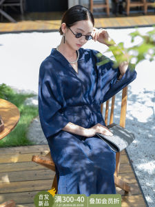 Original New Chinese Style V-neck Dress Small Turtle Pattern Silk Chiffon Long Sleeve Midi Dress Embroidered Artistic Commute