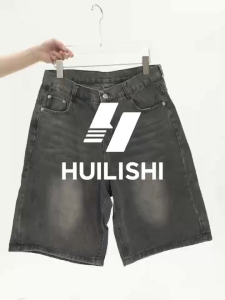 Huilishi 2025 Summer New Arrivals Mens Cotton Loose Washed Denim Casual Shorts