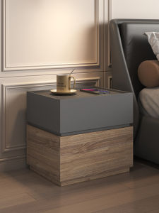 Nordic Style Accessible Luxury Fancy Bedside Table Small Minimalist Modern Household Bedroom Creative the Pattern of Walnut Bedside Cabinet