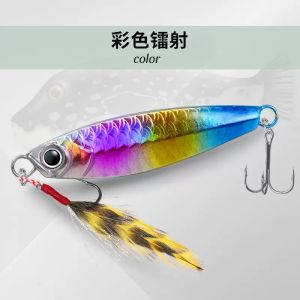 Scaled Jig Lures for Fishing - Long Casting Metal Spoon Bait with Feather Treble Hooks 7g-30g High Reflective Trolling Lures
