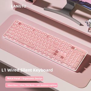 Langtu | Quiet Mechanical Feel Keyboard Mouse Set for Women Office Use