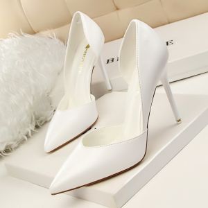 Summer Korean Style Sweet Candy Colored Pointed Toe High Heels Thin Heel White Versatile Side Open Sandals Yellow Slip-On Womens Shoes