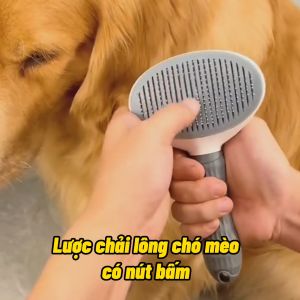 Lược chải lông chó mèo có nút bấm tiện dụng CLEAN - Dụng cụ chải lông thú cưng vệ sinh làm đẹp
