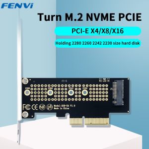 Fenvi | FENVI M.2 NVME to PCIe Adapter With Aluminum SSD Heatsink 64Gbps M.2 SSD Gen4 PCIe4.0 X4 X8 X16 Expansion Card for Desktop Win10
