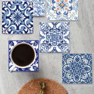 6 Pieces/Set of Mandala Patterned Wooden Anti-Slip Coasters Suitable for Bar and Cafe Decoration Anti-Slip Coasters